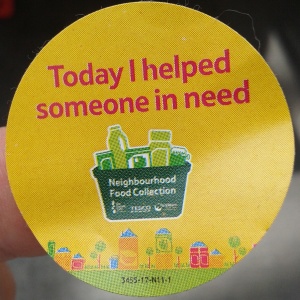 From a recent, national, weekend-long food drive organised by Tesco 